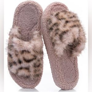 Women's Fuzzy Open-toe Bowknot & Double-Strap Slippers